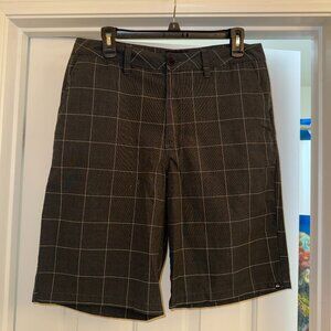 Quiksilver Plaid Shorts – Gray/Black, Size 32